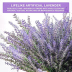 TURNMEON 10 Bundles Artificial Lavender Flowers for Outdoors Summer Decor,UV Resistant Fake Flowers Plants Flocked Faux Plastic Shrubs Wedding Bouquet Window Box Table Home Cemetery Decor(Gray Purple)