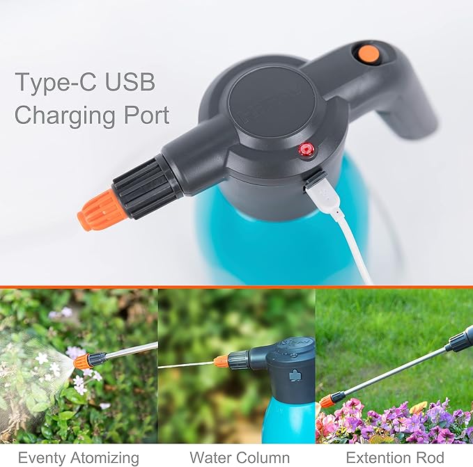 HIFAY ES2-PRO Electric Spray Bottle 2L/0.5Gallon, Rechargeable Battery Powered Sprayer Spray 60 Bottles On a Single Charge, Automatic Plant Mister，Pump Sprayer,Indoor Watering Can for Plants