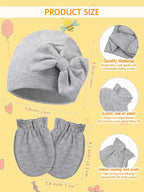 Geyoga 12 Pieces Newborn Hat Mittens Gloves Set Baby Boys Girls Cotton Baby Beanie for 0-12 Months