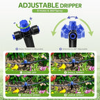 HIRALIY 50FT Drip Irrigation Kit with Garden Water Timer-2 Zone, Automatic Garden Watering System for Raised Bed, Quick Connect Design, Irrigation System for Plant Patio