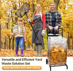 CAROD Extra Leaf Grabber Rake with Leaf Bag Cart Combo, Lightweight Metal Leaves Rakes, Leaf Collector for Gardening, Leaf and Grass Picker Upper, Efficient and Labor-Saving No Bending Over