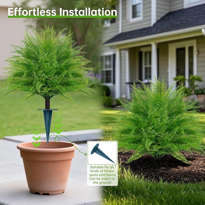Artificial Ball Topiary Trees Set of 2, Fake Bushes with Ground Spike, Faux Evergreen for Porch Plants, UV Resistant Artificial Shrub for Outdoors Indoor Front Porch Garden