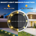Peasur Solar Ground Lights Outdoor, 8 Pack Flat Solar Powered Disc Lights, IP68 Waterproof, Anti-Rust, Landscape Lighting for Pathway Garden Yard Lawn Walkway Landscape Driveway, Mini, Warm White