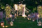 RECUTMS Artificial Hanging Plants with Lights Fake Hanging Plant Faux Eucalyptus Leaf Greenery Vine Outdoor UV Resistant Plastic Plants Home Garden Wedding Party Indoor Outdoor Decorations (Fuchsia)