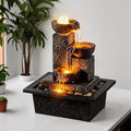 Tolevoit Three Bowls with Rotating Ball Flowing Tabletop Fountain Home Décor Indoor Decor Waterfall Sound Zen Mini Fountain Warm Led Light Pebbles Stone(23114)