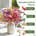 Alupssuc 48 Bundles Artificial Flowers for Outdoors Decoration, UV Resistant Silk Faux Floral Spring Fake Plastic Plants Greenery for Outside Indoor Patio Porch Window Box Home Decor(Upgrade 8 Colors)