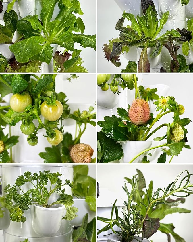 Hydroponic Tower Growing System，45 Pods Vertical Garden，Suitable for Indoor and Greenhouse, Grow Herbs and Vegetables，Houseplant Farming with Water Circulation and Automatic Timer