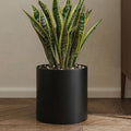 Metal Plant Pot with Drainage Hole,Mid Century Modern 7 inch Round Pot Indoor Outdoor Planters Gift for Decorative Pots of Tabletop Living Room Bedroom Black