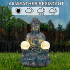 Afirst 10.5'' Meditating Buddha Garden Statues Solar Buddha Sculpture Decor with Glass Balls Zen Meditation for Home Garden Yard Patio Indoor Outdoor Ornaments Gifts for Mom