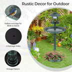 Giantex 42 inch Bird Bath Solar Lighted, Pedestal Bird Bath with Bird Feeder, Flower Planter Base, Solar Powered Lamp, 3 Ground Stakes, Standing Birdbath for Outside Garden Yard Outdoor (Green)