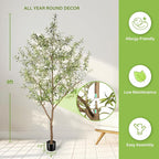 Faux Olive Tree 9ft - Realistic Artificial Olive Tree 9 Feet Indoor (108") - Tall Fake Plants Olive Trees Artificial Indoor with Natural Wood Trunk for Home Office Decor