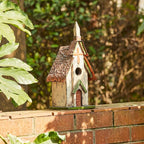 Glitzhome 14" H Hanging Distressed Wooden Church Birdhouse Garden Decor
