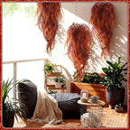 2-Pack Fake Hanging Plants, Faux Hanging Plant Artificial Greenery for Living Room Bedroom Boho Wall Shelf Indoor Outdoor Decor (Red Coreopsis)