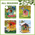 Bird House Kits for Kids Ages 4-8, Wooden DIY Birdhouse Kit, Outdoor Woodworking Crafts Freestyle Painting, Bird Houses for Outside with Paints & Brushes, Boy Girl Gift Christmas (2Pcs)