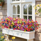 Alupssuc 48 Bundles Artificial Flowers for Outdoors Decoration, UV Resistant Silk Faux Floral Spring Fake Plastic Plants Greenery for Outside Indoor Home Yard Porch Window Box Decor(Upgrade 6 Colors)