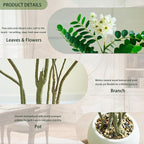 Artificial Locust Tree, 6FT Tall Artificial Plants Indoor with White Flowers & Pot, Large Floor Plant Faux Sophora Fake Flower Tree Silk Plants for Indoor Office Home Room Balcony Porch Decor