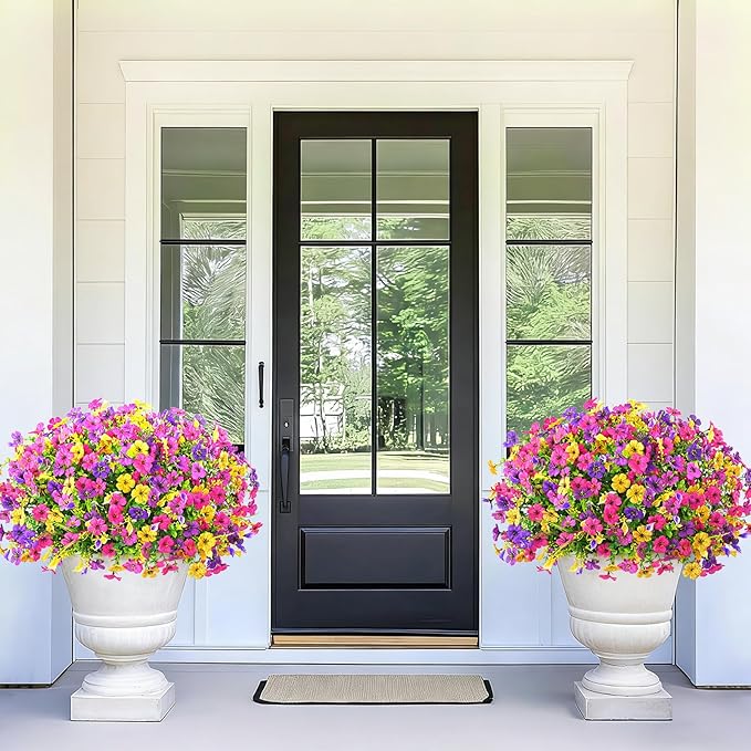 BLEUM CADE Artificial Flowers for Outdoors, 24 Bundles Faux Plants Outdoor Artificial Flowers for Decoration, UV Resistant Fake Flowers Artificial Plants & Flowers for Outdoors Garden Decor