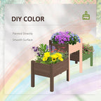 Outsunny Raised Garden Bed with 3 Planter Box, Elevated Wooden Plant Stand with Drainage Holes, for Vegetables, Herb and Flowers, Coffee