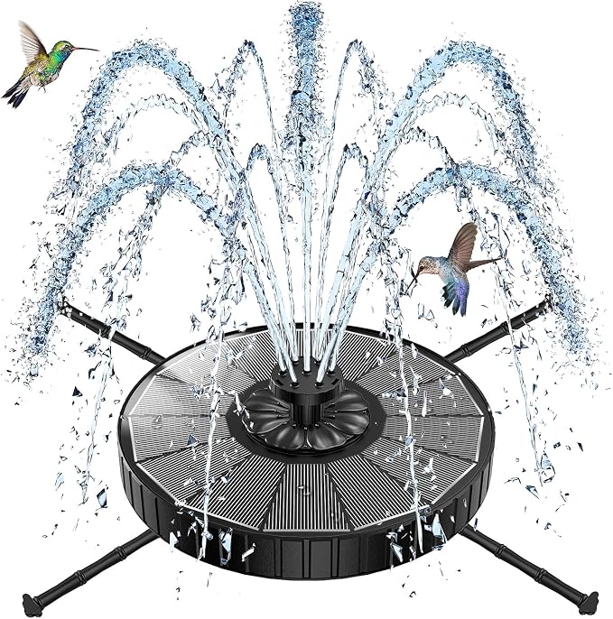SZMP Solar Fountain with 3 Spray Height, 3.5W Glass Solar Bird Bath Fountain with 4 Adjustable Fixed Rods, and 7 Nozzles, Outdoor Solar Water Fountain Pump for Bird Bath, Garden, Pool, Pond