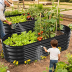 YSEJOMP 17" Tall Outdoor Garden Raised Garden Bed Kits, 5ft X 2ft Oval,0.8MM Thick Metal Raised Planter Bed/Ground Planter Box for Variety of Flowers,Herbs,Vegetables (Black, 60X24X16.5 Inches)