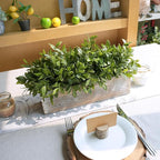 Winlyn 14" Faux Boxwood Plant in Rectangular Wood Planter Box Rustic Greenery Arrangement Artificial Potted Herb Plant for Farmhouse Home Decor Wedding Mantel Shelf Windowsill Dinner Table Centerpiece