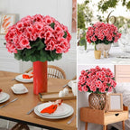 Hananona 6 Pcs Artificial Geranium Flowers for Outdoors Geraniums Silk Flowers Outdoor UV Resistant Garden Plants Faux Flowers for Home Kitchen Table Centerpieces Decor (6, Peach)