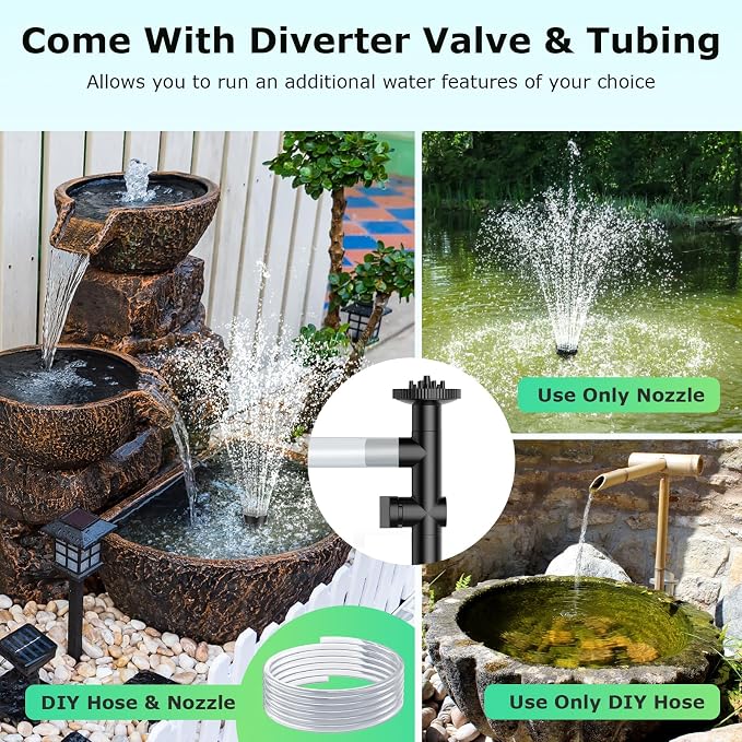 POPOSOAP 35W Solar Fountain Pump, 420GPH Solar Pond Pump with Dry-Run Protection, Solar Powered Water Pump with PVC Tubing, 17Ft Cord for Ponds, Garden, Hydroponics, Waterfall