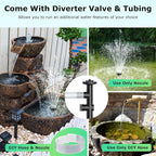 POPOSOAP 35W Solar Fountain Pump, 420GPH Solar Pond Pump with Dry-Run Protection, Solar Powered Water Pump with PVC Tubing, 17Ft Cord for Ponds, Garden, Hydroponics, Waterfall