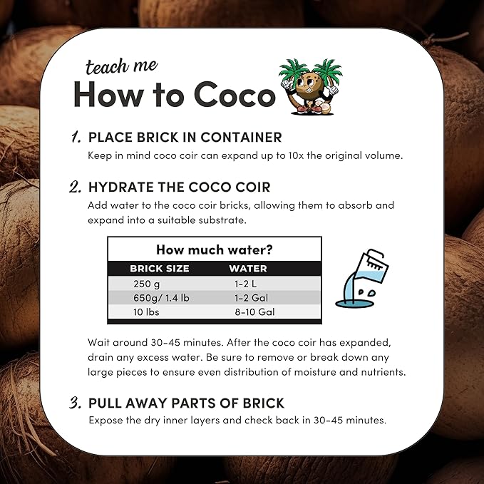 Mycelium Coco Coir Brick I Expandable Organic Coconut Fiber Substrate I Plants Potting Soil Mix for Indoor & Outdoor Gardening, Succulents & Cactus I OMRI Certified & Non-GMO Soil Alternative, 10lbs