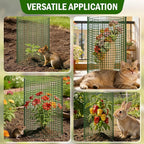 Uyittour 10 Pack Plant Protectors from Animals, 12" x 16" Round Metal Wire Garden Plant Cages to Keep Animals Out, Rabbit Proof Protection for Vegetables & Flowers with Stakes, Zip Ties & Gloves