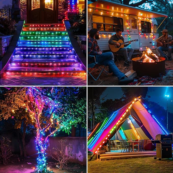 LairtPOW Solar Rope Lights 98FT Waterproof 300LEDs, Rechargeable Solar String Light with Remote Control,Outdoor Palm Tree Holiday Lights for Pathway Pool Patio Party Garden Yard Balcony (Multi Color)