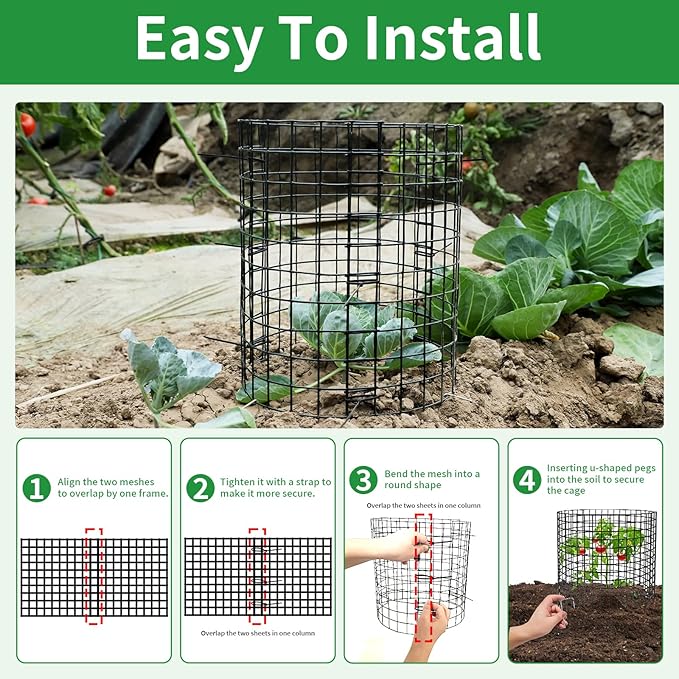 5 Pack Plant Protector from Animals, 24x12 Inches Wire Plant Protector, Plant Cages to Keep Animals Out