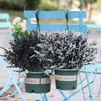 Artificial Plants Spring Black Artificial Outdoor Flowers UV Flowers Outdoor Artificial Greenery for flower arrangements Indoor Outside Hanging Plants Garden Porch Window Home Farmhouse Décor(B+W)