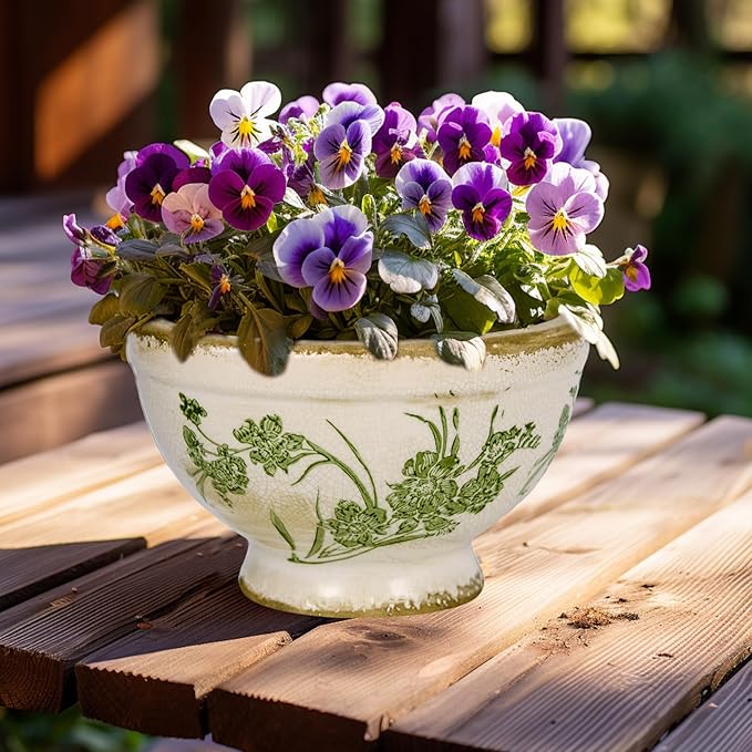 Dosayes Vintage Ice Crackle Grazd Ceramic Flower Pot with Drainage Holes, 4.33 Inch Rustic Planter for Indoor Plants, Outdoor Garden, Farmhouse Gift Tuscan Decor (Green)