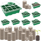 Halatool 8 Pack Seed Starter Tray with 100 PCS Peat Pellets, 96 Cells Green Seeding Starter Trays for Organic Seed Starter Soil Pods for Planting Vegetables Plants Flowers - Starting Seeds Kit