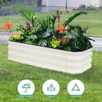 1MORE Raised Garden Bed -4X2X1 Galvanized Planter Box for Outdoor Gardening,3 in 1 Modular Raised Bed Kit with Protective Tape, Gloves for Herb，Ideal for Vegetables and Plants.White-1Pack