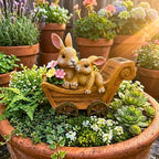 PRETMANNS Solar Garden Outdoor Statue Bunny Decor with Lights - Rabbit Lawn Ornament for Outside Yard Patio - Animal Figurines Gift for Mom Grandma - Waterproof Resin Garden Statues Outdoor – Large