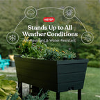 Keter Urban Bloomer 12.7‑Gallon Raised Garden Bed – Elevated Outdoor Planter Box with Self‑Watering Reservoir, Water Gauge & Drainage System, Perfect for Herbs & Vegetables, Dark Grey