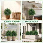 Artificial Cedar Topiary Trees with Ground Spike, 2 Pieces Fake Pine Shrubs Bushes, UV Resistant Faux Evergreen Cypress Tree Plants for Indoor Outdoor Planters Front Porch