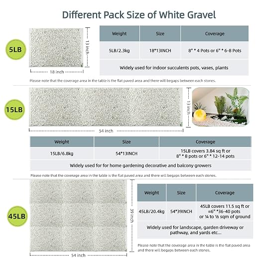5 LB Natural White Gravel for Plants, Succulents & Cactus, Aquarium, Fish Tank, 0.6 inch Small White Pebbles for Vases, Rocks for Landscaping, Indoor Potted Plants, Garden and Home Decorative Stones