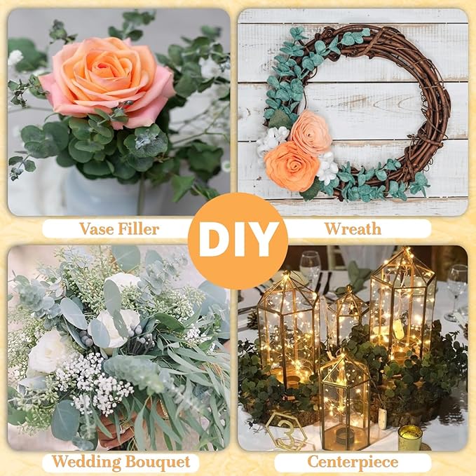 Dried Eucalyptus for Shower Hanging - 17'' Real Large Preserved Eucalyptus Stems Green Home Decor, 100% Made from Fresh Eucalyptus Leaves, Bathroom Shower Decor, Wedding, DIY (24PCS)