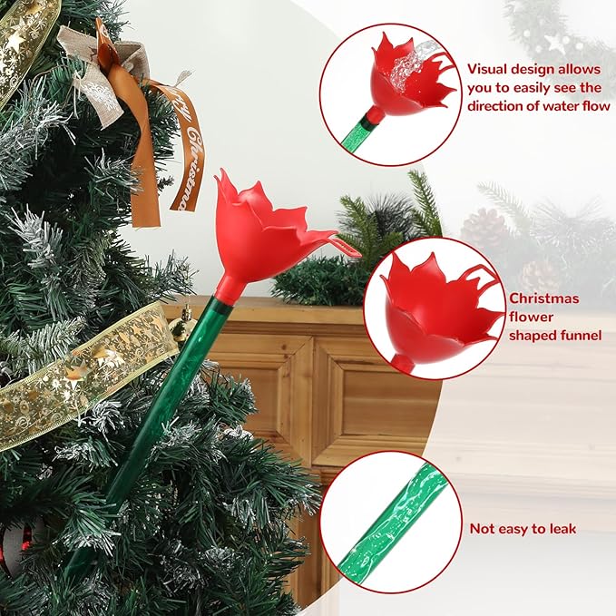 4 Pack 48 Inch Clear Christmas Tree Watering Funnel with Long Plastic Tube Watering System for Large Indoor Outdoor Xmas Tree Prevents Fire