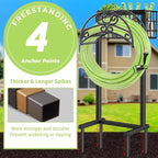 TomCare Garden Hose Holder Upgraded Water Hose Holder Heavy Duty 4 Spikes Hose Hanger Holds 160 Feet Hoses Stable Freestanding Hose Storage Organizer for Outside Yard