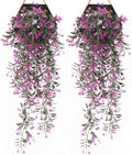 Artificial Hanging Ivy, PASYOU Vine Plastic Plants Grass Leaves Foliage Vines, UV Resistant Greenery Fake Flowers for Home Indoor Outdoor Garden Door Wall Wedding Party DIY Decoration - Fuchsia 4 Pack