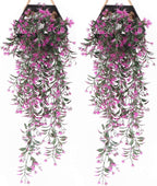 Artificial Hanging Ivy, PASYOU Vine Plastic Plants Grass Leaves Foliage Vines, UV Resistant Greenery Fake Flowers for Home Indoor Outdoor Garden Door Wall Wedding Party DIY Decoration - Fuchsia 4 Pack