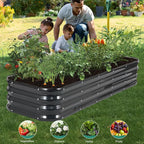 4 in 1 Galvanized Raised Garden Bed - 6x2x1ft (2Packs) Modular Planter Box Outdoor | Metal Raised Bed Kit with Bracing Rods for Gardening Vegetables Flowers Fruits Herbs (Dark Grey)