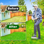 Dolibest Lawn Coring Aerator, Manual Lawn Aerator, 4 Stainless Steel Corer Plug Aerator with Triangular Handle, Pre-Assembled Manual Grass Aerating Tool & Storage Tray for Improving Lawn Health