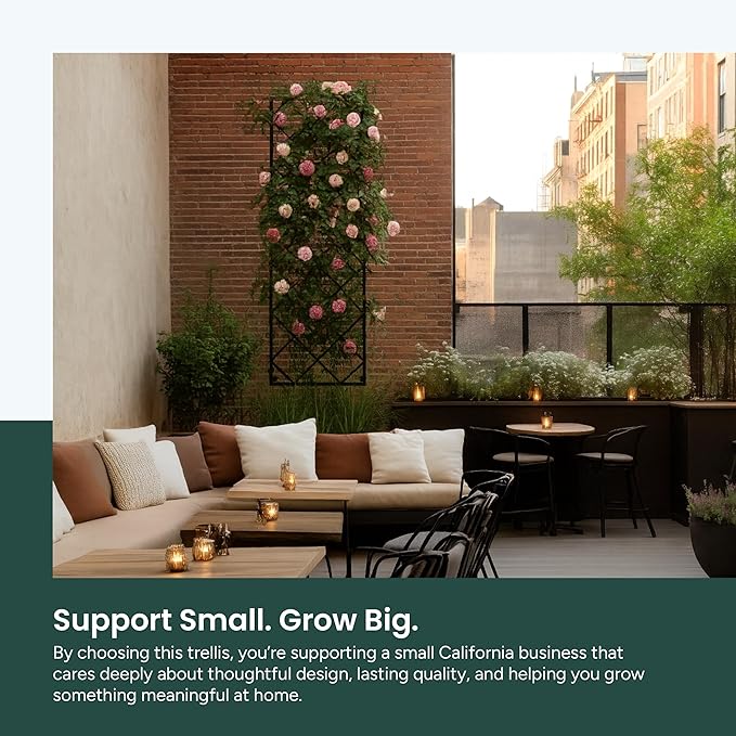 Giant Wall Trellis, 8 Foot Tall (96” high by 32” Wide), for Outdoor Climbing Plants, Sturdy Rectangular Shaped Metal Frame with Lattice Design