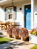 Alupssuc 2Pcs 20" Artificial Topiary Ball Flowers for Outdoors Planters, Spring Decoration with Spike, UV Resistant Faux Summer Plants, Fake Bushes Indoor Decor, Mix 4 Colors for Garden, Porch & Patio