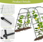 Cucumber Trellis for Raised Bed 67" x 67" U-Frame Garden Arch Tunnel with Netting Vegetable Fruit Flower Lightweight Metal Plant Support for Climbing Plants Outdoor,Black